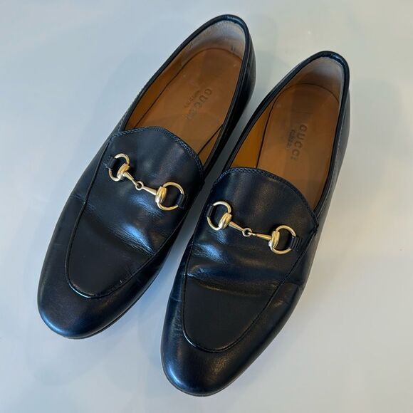 Gucci Jordaan Horsebit Loafer EU 36.5 US 6.5 Black Leather Slip On Shoes - Picture 1 of 6